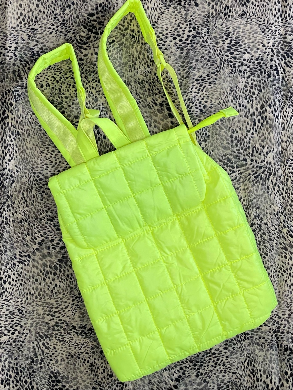 Neon Yellow Quilted Puffy Backpack NWOT